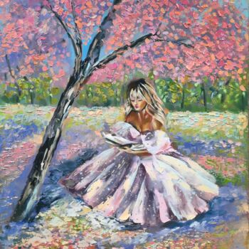 Pintura intitulada "Cherry blossom" por Anna Krivtsova, Obras de arte originais, Óleo