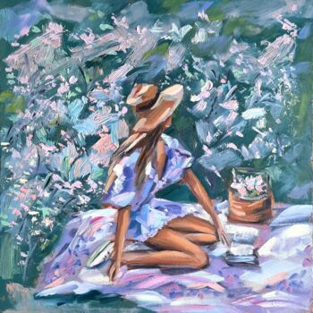 Malarstwo zatytułowany „Magnolia” autorstwa Anna Krivtsova, Oryginalna praca, Olej