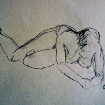 Dibujo titulada "helene-sur-le-ventre" por Anna Langowski, Obra de arte original, Grafito