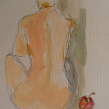 Disegno intitolato "dos-a-la-pomme" da Anna Langowski, Opera d'arte originale, Acquarello