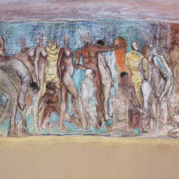 Drawing titled "le fil-the wire" by Anna Langowski, Original Artwork, Pastel
