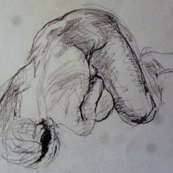Drawing titled "Berengere-au bandeau" by Anna Langowski, Original Artwork, Pencil