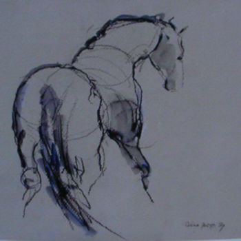Drawing titled "croquis-cheval" by Anna Langowski, Original Artwork, Ink