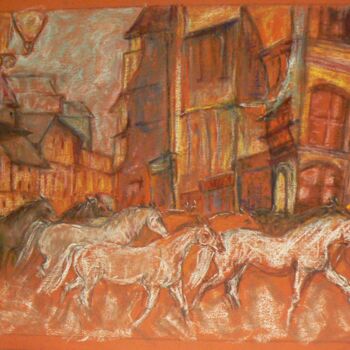 Desenho intitulada "Les traversées honf…" por Anna Langowski, Obras de arte originais, Pastel