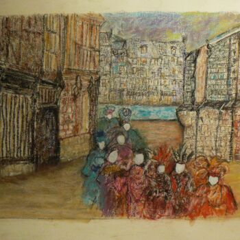 Disegno intitolato "Les traversées honf…" da Anna Langowski, Opera d'arte originale, Pastello