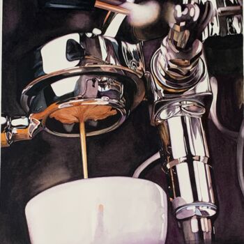 Painting titled "Take some coffee" by Anna Levchuk, Original Artwork, Watercolor
