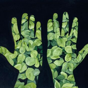 Painting titled "Powerful hands" by Anna Levchuk, Original Artwork, Watercolor