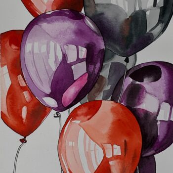 Pintura titulada "Balloons" por Anna Levchuk, Obra de arte original, Acuarela