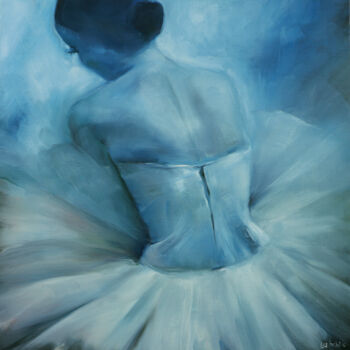 Painting titled "Ballerina portrait…" by Lubchik, Original Artwork, Oil Mounted on Wood Stretcher frame