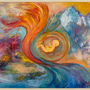 Malerei mit dem Titel "The birth of a boy…" von Anna Makarova, Original-Kunstwerk, Öl