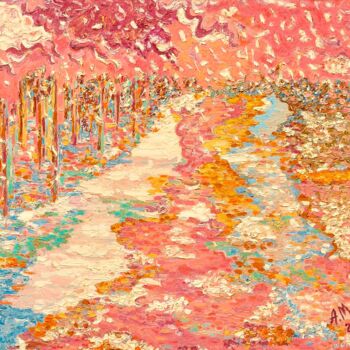 Картина под названием "Pink snow" - Anna Makarova, Подлинное произведение искусства, Масло