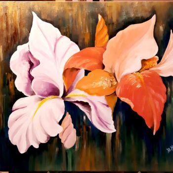 Painting titled "lilies" by Baso Kostopoulou, Original Artwork, Oil