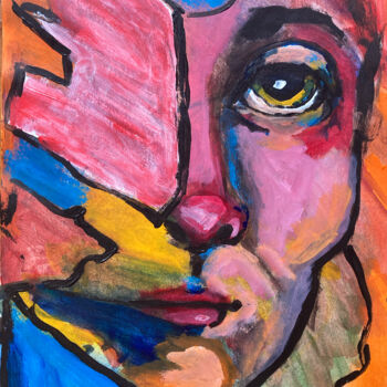 Pittura intitolato "Abstract Face" da Anna Maria Valesova, Opera d'arte originale, Acrilico
