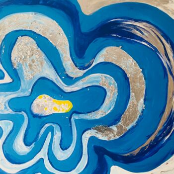 Картина под названием "Blue Flower 1" - Anna Maria Zirko, Подлинное произведение искусства, Акрил