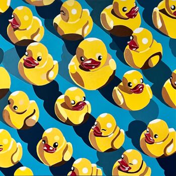 "Duckie's Tetris" başlıklı Tablo Anna Meyster tarafından, Orijinal sanat, Akrilik Ahşap Sedye çerçevesi üzerine monte edilmiş