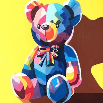Painting titled "Teddy's Sunshine" by Anna Meyster, Original Artwork, Acrylic Mounted on Wood Stretcher frame