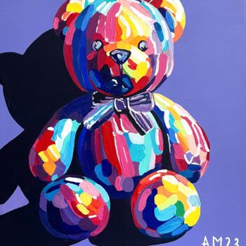 Painting titled "Teddy's Passion" by Anna Meyster, Original Artwork, Acrylic Mounted on Wood Stretcher frame