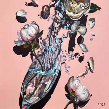 Malarstwo zatytułowany „Crystal Shatter” autorstwa Anna Meyster, Oryginalna praca, Akryl Zamontowany na Drewniana rama noszy
