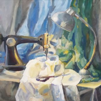 Painting titled "Sewing still life" by Anna Morozko, Original Artwork, Oil
