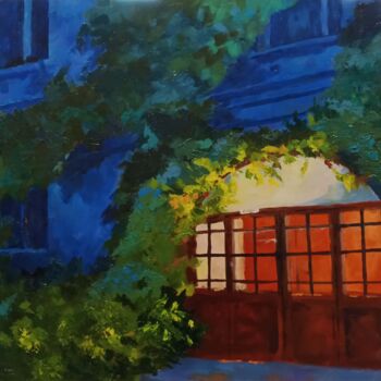 Peinture intitulée "Дом с виноградником" par Anna Muraveva, Œuvre d'art originale, Huile