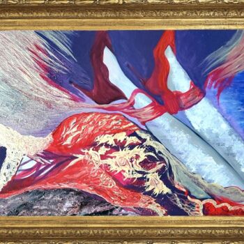 Schilderij getiteld "Дамата в червено" door Anna Mytavska (Cabrerra), Origineel Kunstwerk, Olie