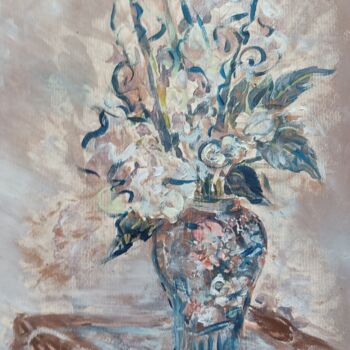 Картина под названием "Японски рози" - Anna Mytavska (Cabrerra), Подлинное произведение искусства, Масло