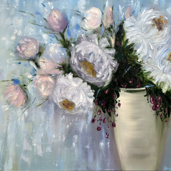 Картина под названием "Bunch of flowers" - Anna Nestrova, Подлинное произведение искусства, Масло