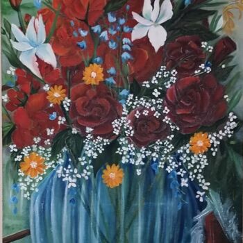 Картина под названием "Flowers.." - Anna Nuzzo, Подлинное произведение искусства, Масло