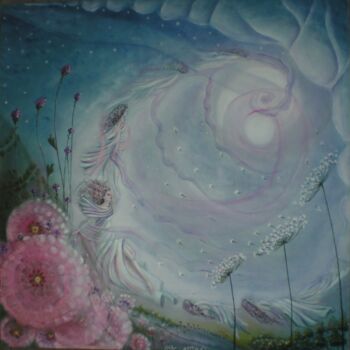 Painting titled "flower duet" by Anna Nuzzo, Original Artwork, Oil