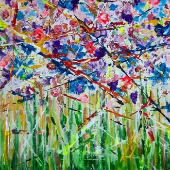 Painting titled "Summer Moved On..." by Anna Oleinik (Anarta), Original Artwork, Acrylic Mounted on Wood Stretcher frame