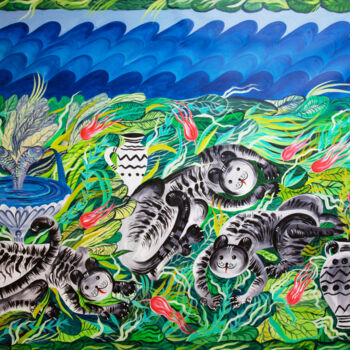 Malarstwo zatytułowany „Tiger in the jungle…” autorstwa Anna Onikiienko, Oryginalna praca, Akryl