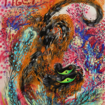 Картина под названием "Tiger. Experimental…" - Anna Onikiienko, Подлинное произведение искусства, Акрил
