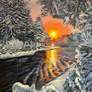 Pintura titulada "Winter river" por Anna Pavlovich-Naneva, Obra de arte original, Oleo