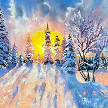 Peinture intitulée "Winter landscape" par Anna Pavlovich-Naneva, Œuvre d'art originale, Huile Monté sur Châssis en bois