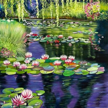 Картина под названием "Enchanted lake" - Anna Pavlovich-Naneva, Подлинное произведение искусства, Масло Установлен на Деревя…