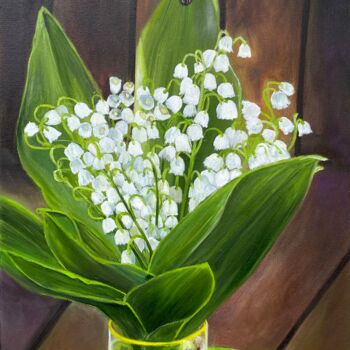 Peinture intitulée "Bouquet of  lilies…" par Anna Pavlovich-Naneva, Œuvre d'art originale, Huile Monté sur Châssis en bois