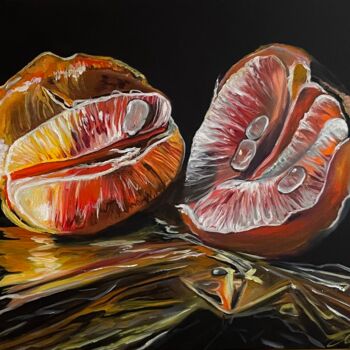 Painting titled "Grapefruit" by Anna Pavlovich-Naneva, Original Artwork, Oil Mounted on Wood Stretcher frame