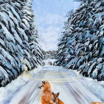 Картина под названием "Forest citizens" - Anna Pavlovich-Naneva, Подлинное произведение искусства, Масло Установлен на Дерев…