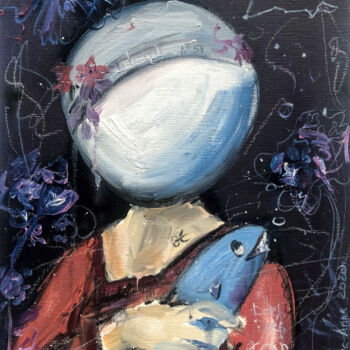Painting titled "In the world of pis…" by Anna Polani, Original Artwork, Oil Mounted on Cardboard