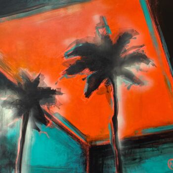 绘画 标题为“"Palm trees at suns…” 由Anna Prykhodko, 原创艺术品, 丙烯