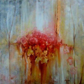 Painting titled "Rose" by Anna Rita Angiolelli, Original Artwork, Acrylic Mounted on Wood Stretcher frame