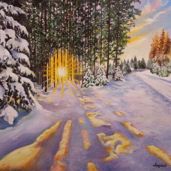 Painting titled "Traces of light" by Anna Rita Angiolelli, Original Artwork, Oil Mounted on Wood Stretcher frame