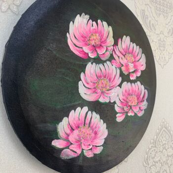 Painting titled "lotus" by Anna S, Original Artwork, Oil Mounted on Wood Panel