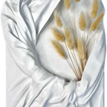 Sculpture titled "The embrace of wint…" by Anna Safonova, Original Artwork, Plaster Mounted on Wood Panel