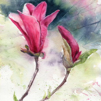 "Magnolia Branch" başlıklı Tablo Anna Samoilichenko tarafından, Orijinal sanat, Suluboya