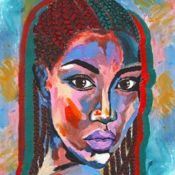 Malerei mit dem Titel "African woman in po…" von Boystoys, Original-Kunstwerk, Acryl Auf Keilrahmen aus Holz montiert