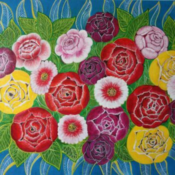 Peinture intitulée "Flowers 24" par Anna Serebrenoya, Œuvre d'art originale, Acrylique