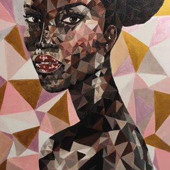 Pittura intitolato "Polygonal portrait…" da Anna Shchetinina, Opera d'arte originale, Acrilico Montato su Telaio per barella…