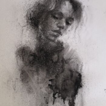 Drawing titled "L'AME SOEUR" by Anna Shpotina Peccoud, Original Artwork, Charcoal