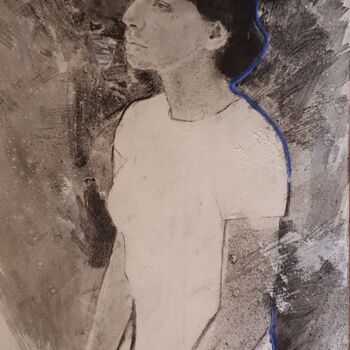 Drawing titled "Espérance" by Anna Shpotina Peccoud, Original Artwork, Charcoal Mounted on Wood Stretcher frame